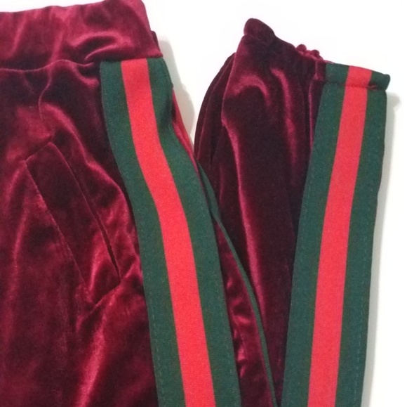 Velvet Burgandy Red Pant Jogger - Picture 6 of 8
